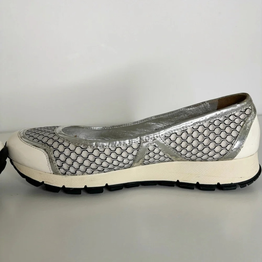Prada Sport Ballet Shoes Trainers Metallic Mesh Patent Leather Size 36.5 Vintage - Picture 6 of 14